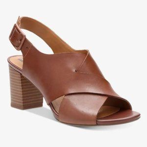 Clarks Tan Leather Open Toe Sandal - New